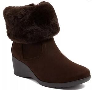 Jones New York Boots Women's Size 9M Brown Jny-Carlyta Faux Fur Ankle Booties